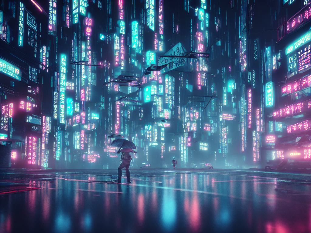 Stable Diffusion prompt: Cyber gangster, rainy foggy cybe...