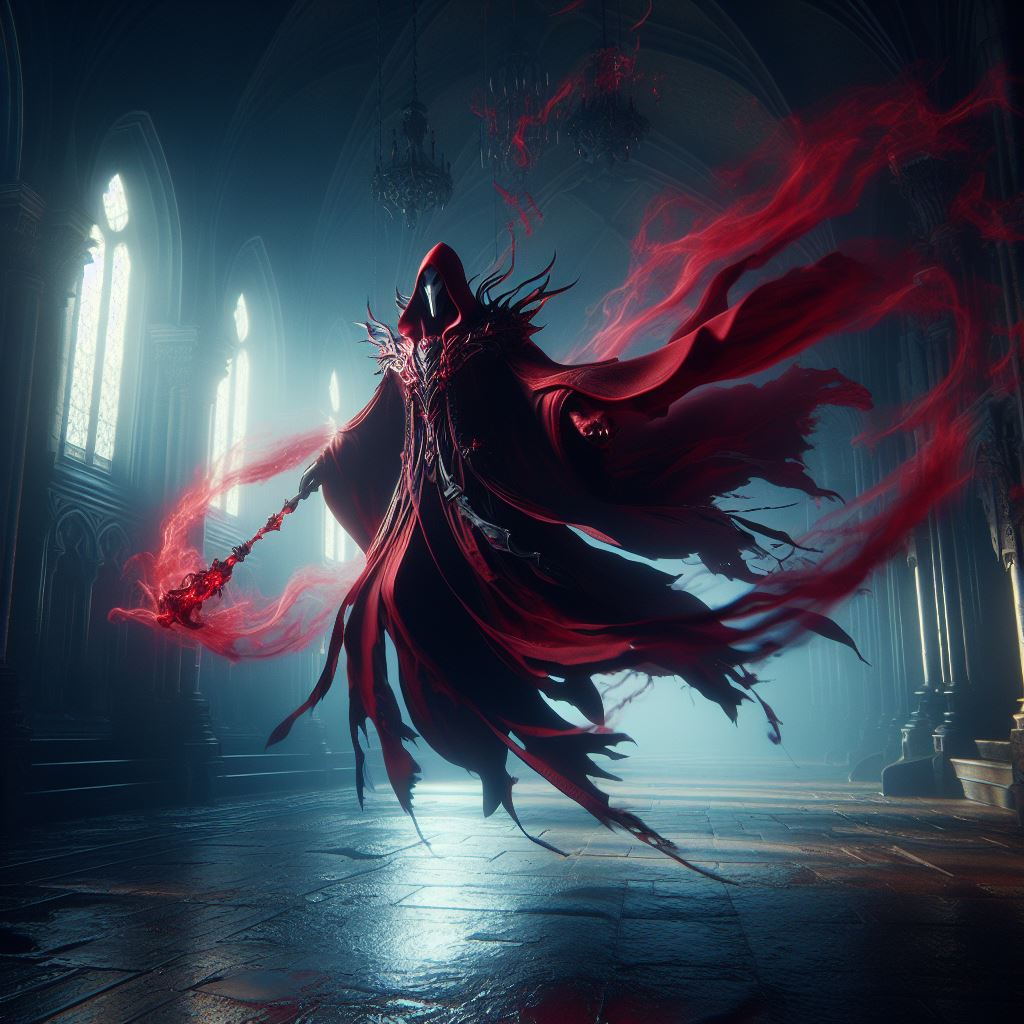 AI generated: DALL·E prompt: In a dark, gothic cathedral, Vladimir, the elegant... (DALL·E - Portraits)