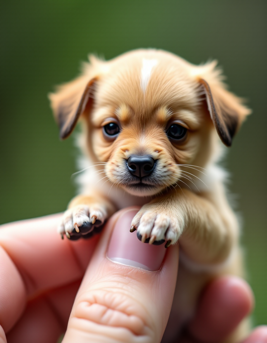 AI generated: FLUX prompt: macro photography of a miniature cute puppy at you... (FLUX - Photography)