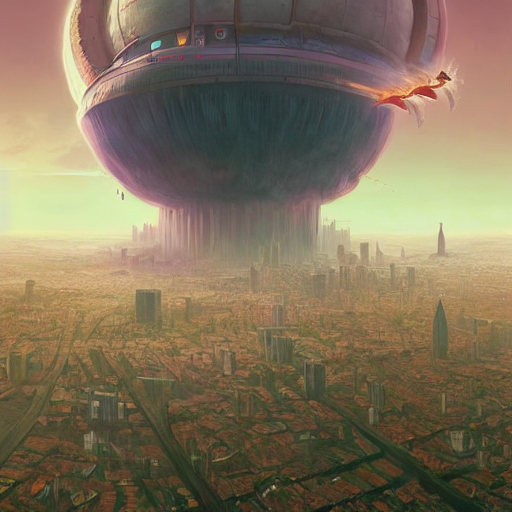 Stable Diffusion prompt: giant diarrhea over city by simo...