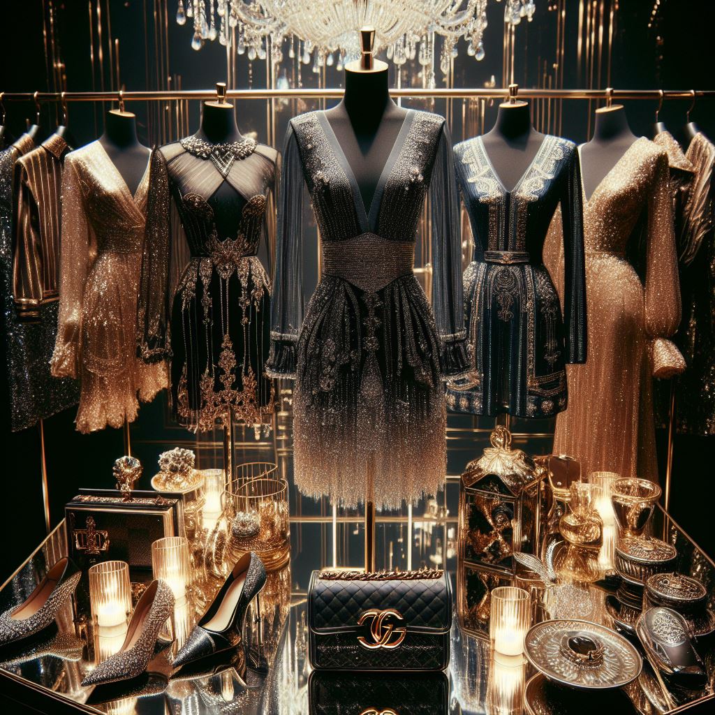 AI generated: DALL·E prompt: A night party elegant luxury dress design by Balen... (DALL·E - Fashion)