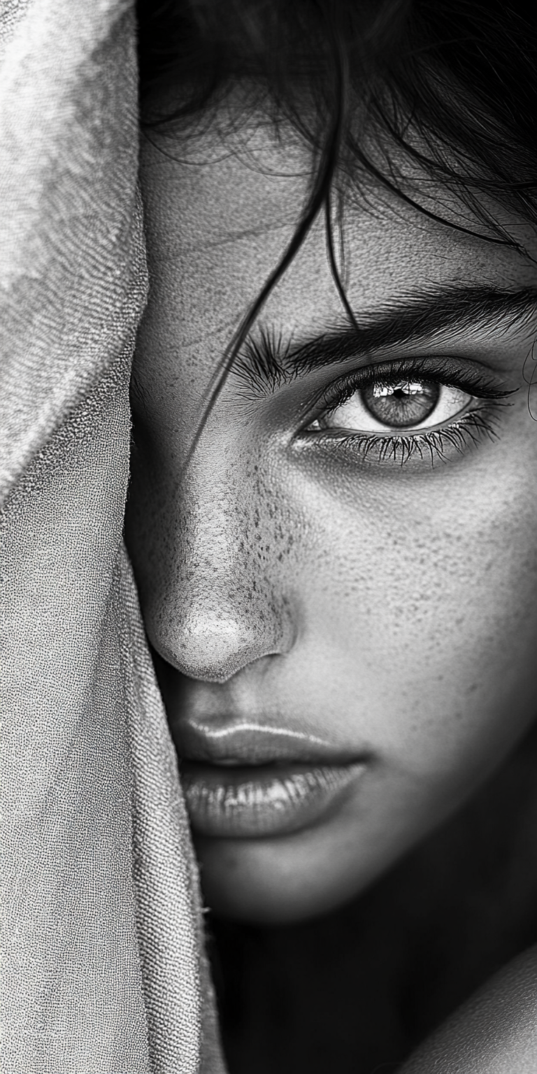 Midjourney prompt: black and white photograph of a woman, in the styl... - Midjourney