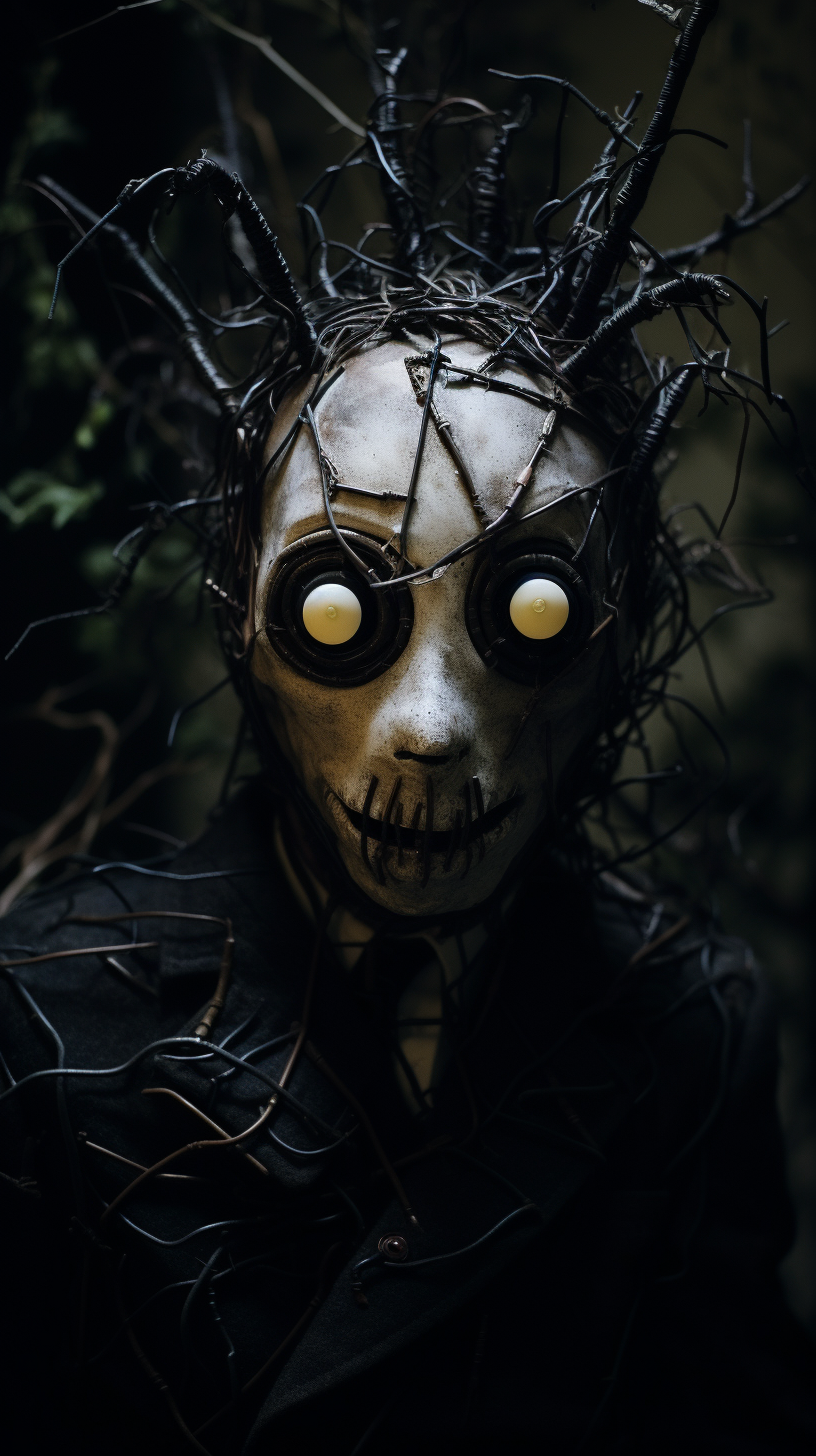 صورة مولدة بالذكاء الاصطناعي: Midjourney prompt: buck bunny style Tim Burton, close-up frightening ... (نموذج Midjourney - صور شخصية)