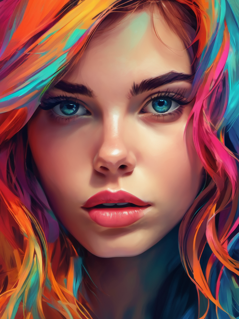 AI generated: Stable Diffusion prompt: close up illustration of a beautiful girl, long ha... (Stable Diffusion - Portraits)