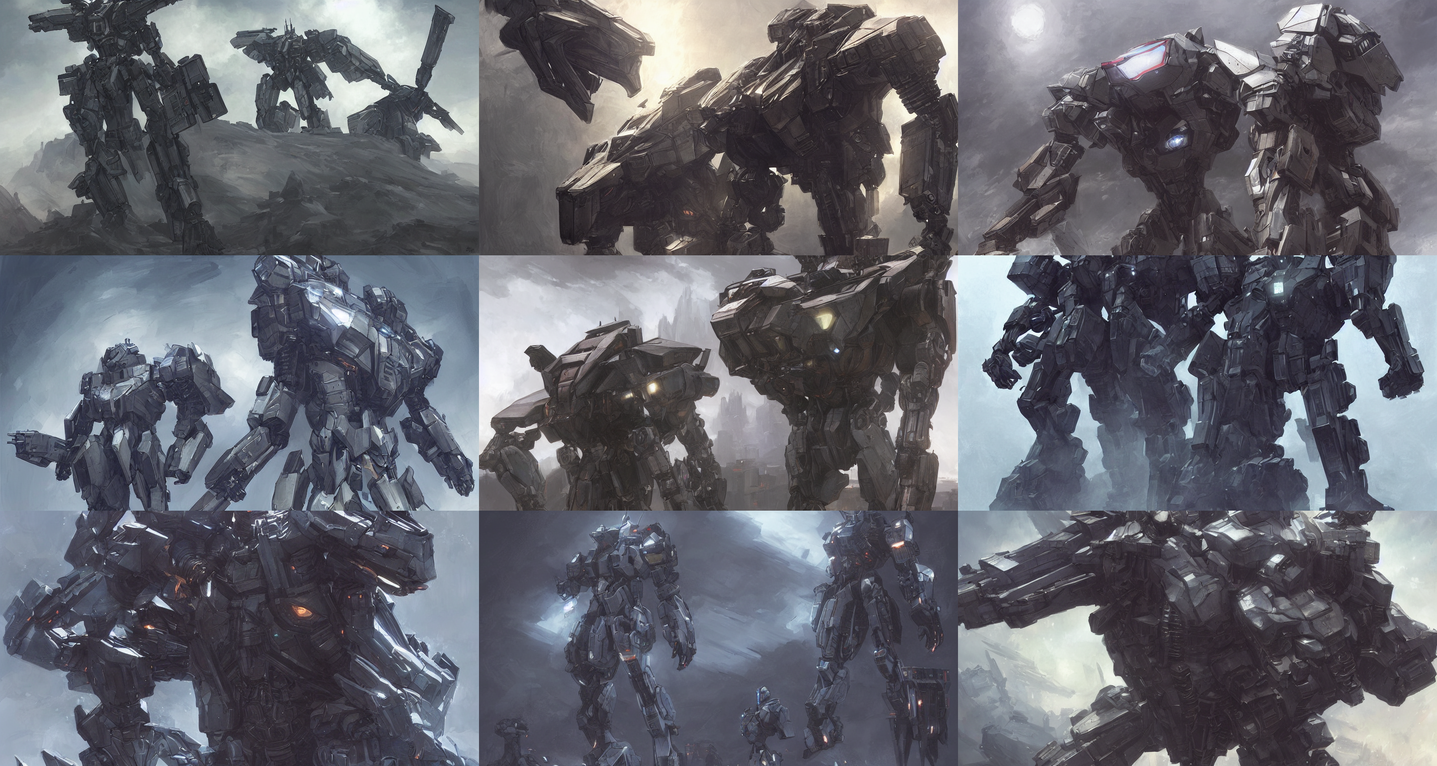 Stable Diffusion prompt: armored core v ; night ; digital...