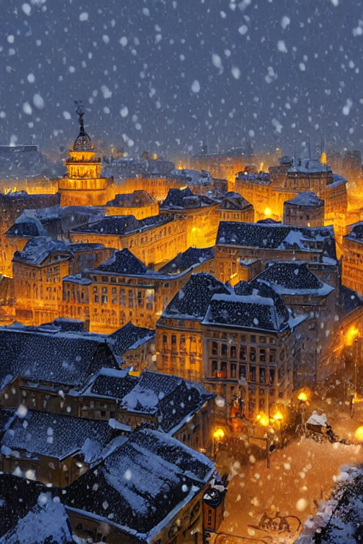 AI generated: Waifu Diffusion prompt: Bucharest| street| old town| old city| winter| hea... (Waifu Diffusion - Anime)