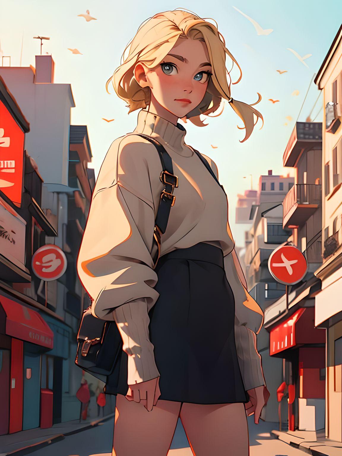 صورة مولدة بالذكاء الاصطناعي: ReV Animated prompt: masterpiece, best quality, agrias, grey sweater, b... (نموذج ReV Animated - صور شخصية)