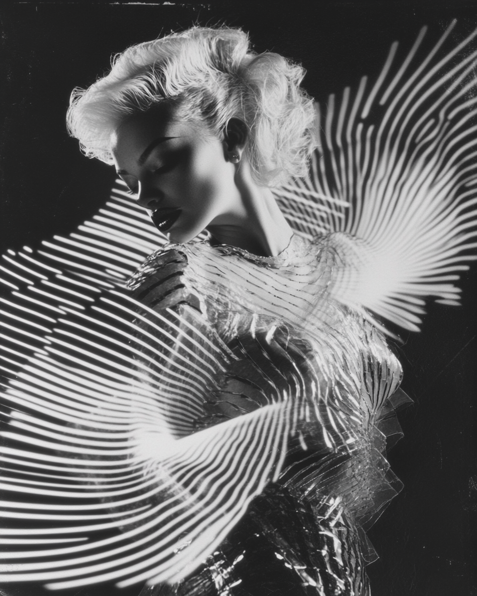 Midjourney prompt: Photonegative refractograph, a black-and-white pho... - Midjourney