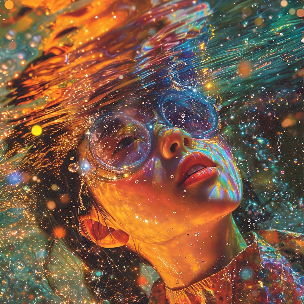 AI generated: Midjourney prompt: Ominous drowning in psychedelic space inspired by ... (Midjourney - Concept Art)