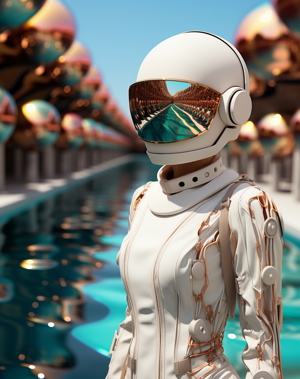 AI generated: Midjourney prompt: beck tyler ad woman in a white outfit standing nea... (Midjourney - Concept Art)