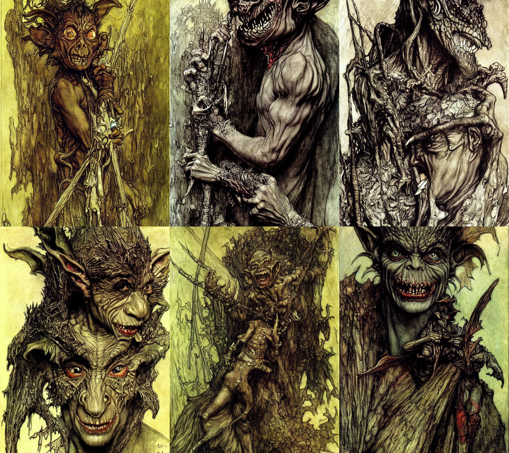 Stable Diffusion prompt: Evil goblin concept art. Extreme...