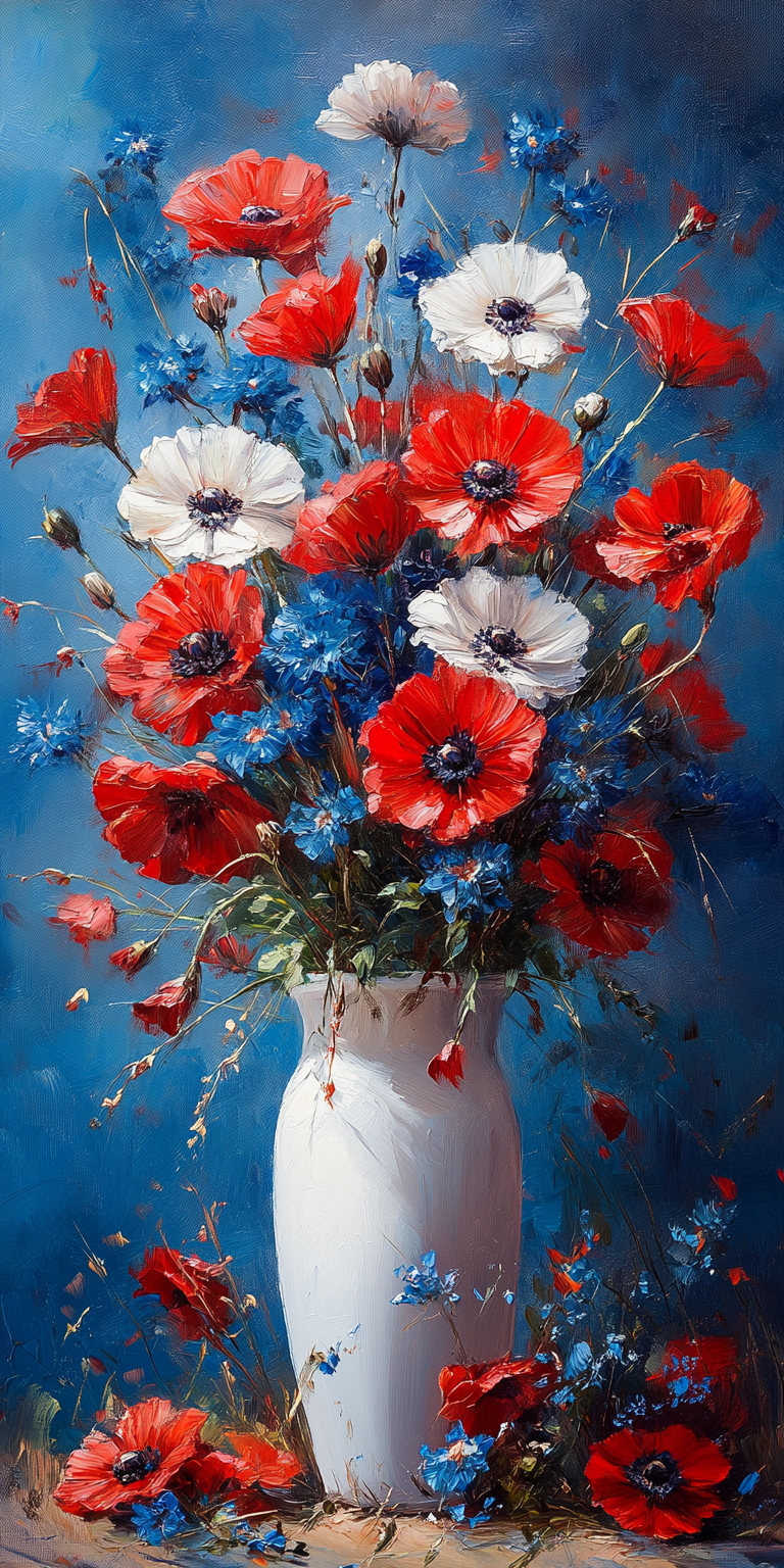 Midjourney prompt: An oil painting of flowers in a white vase, loose ... - Midjourney