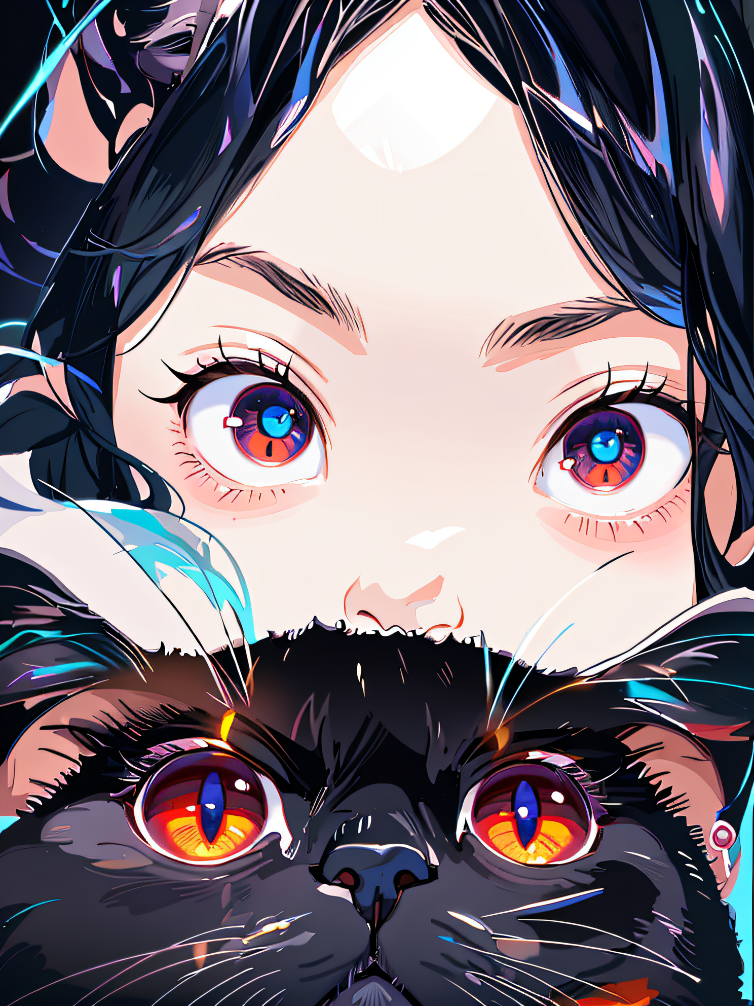 صورة مولدة بالذكاء الاصطناعي: MeinaMix prompt: anime girl with cat in her arms, artwork in the st... (نموذج MeinaMix - أنمي)