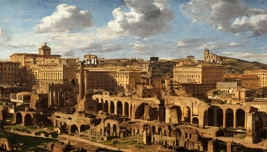Stable Diffusion prompt: ancient rome, aqueduct and roman...