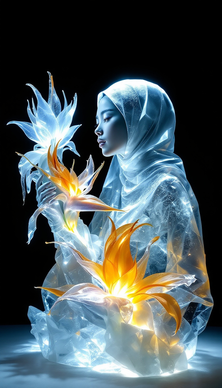 FLUX prompt: Ultra-realistic and ultra-detailed ice sculpture o... - FLUX