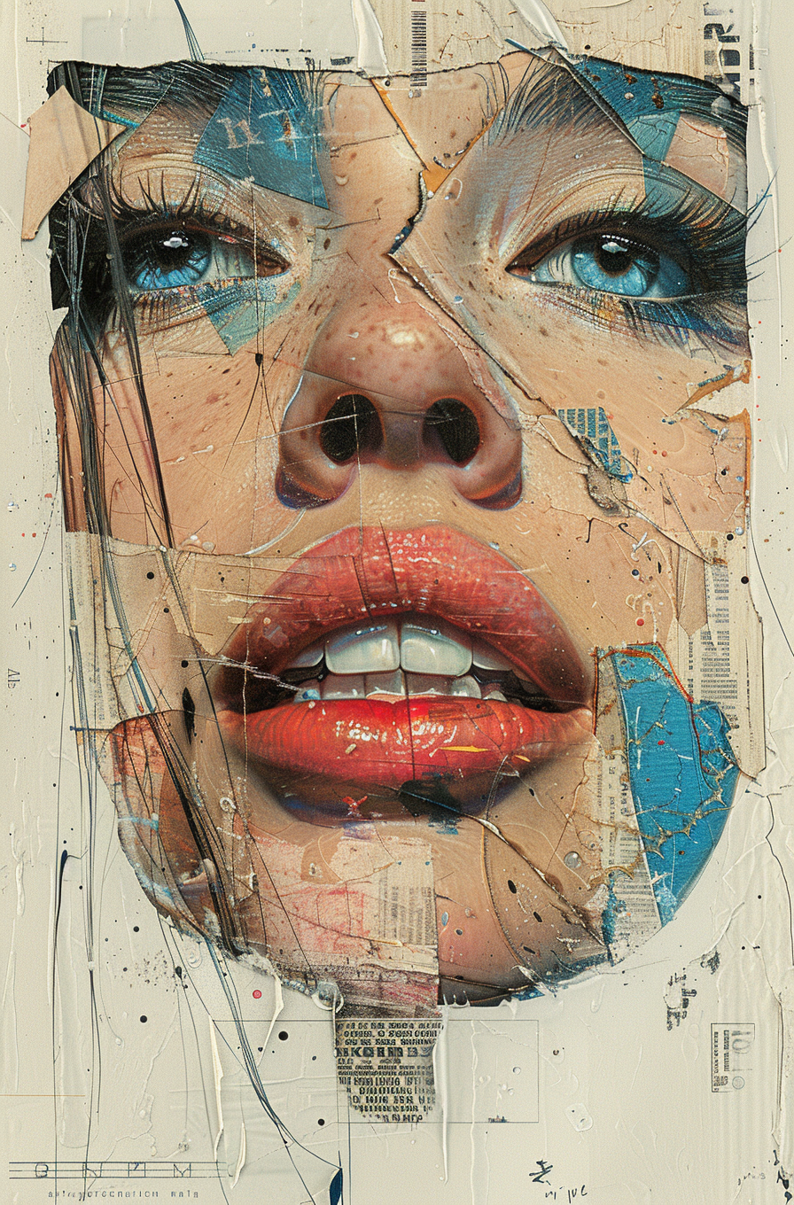 AI generated: Midjourney prompt: print collage of a woman's face, in the style of j... (Midjourney - Concept Art)