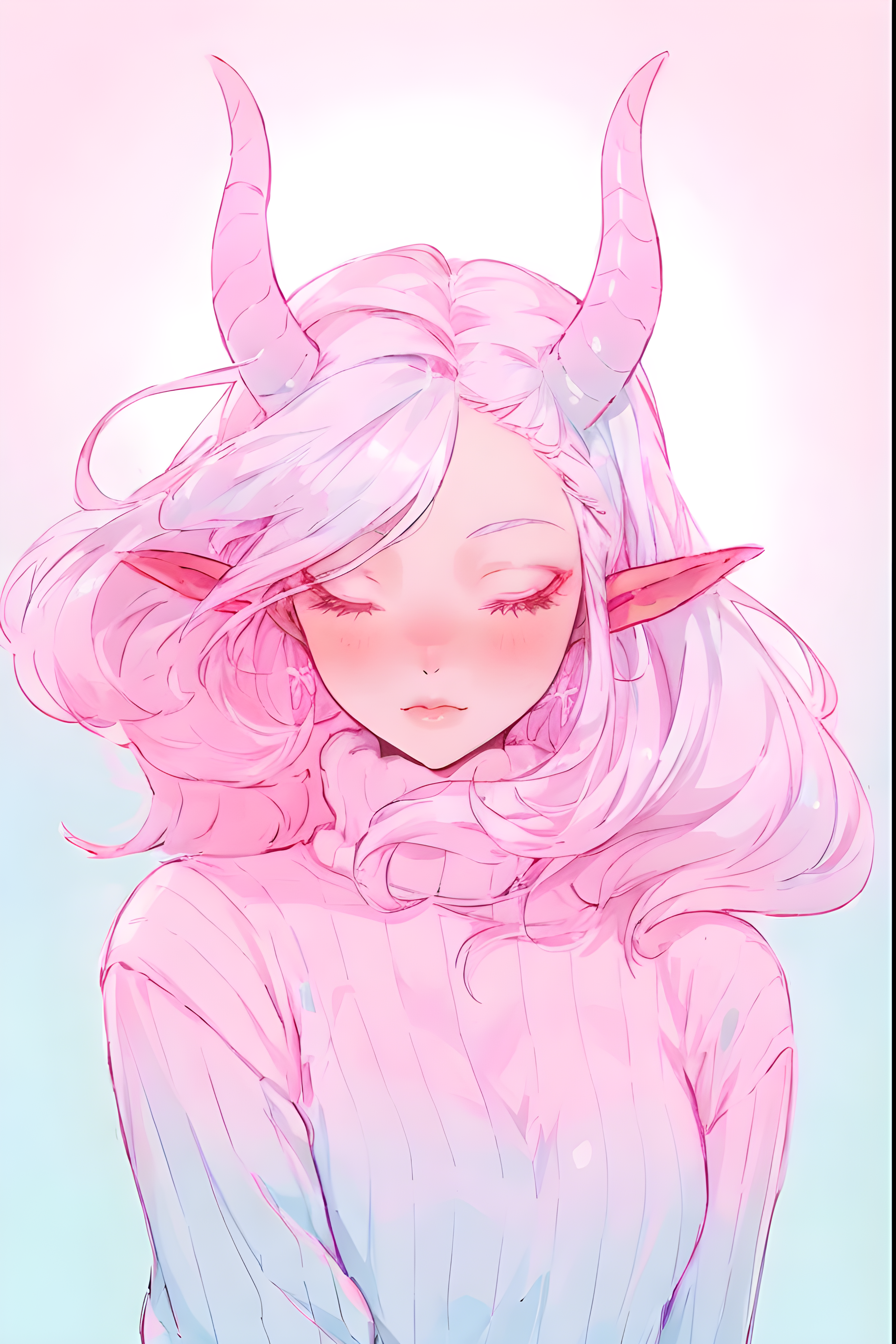 AI generated: ReV Animated prompt: a drawing of a girl with horns on her head, trendi... (ReV Animated - Concept Art)