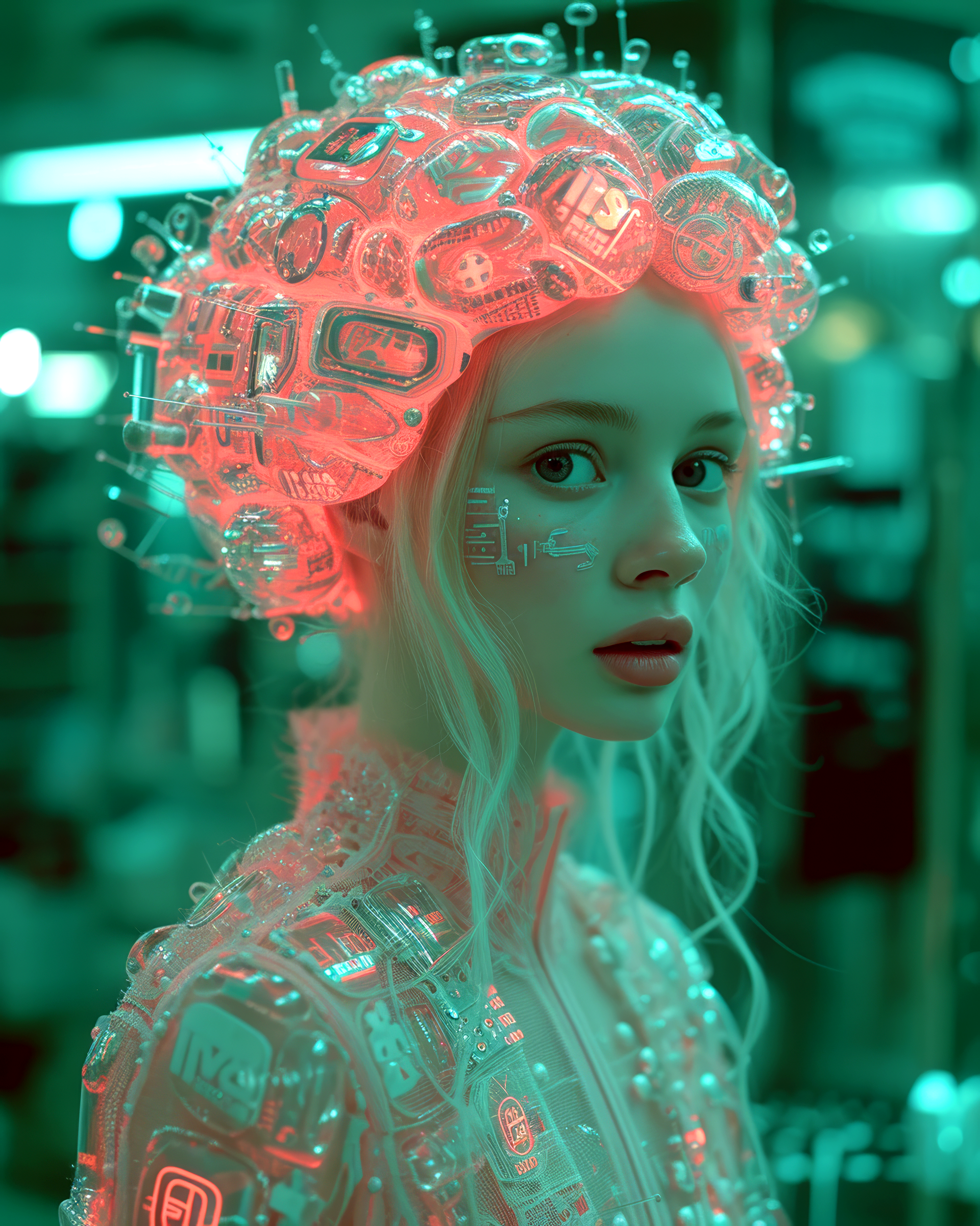 AI generated: Neon logo brain (Midjourney - Portraits)