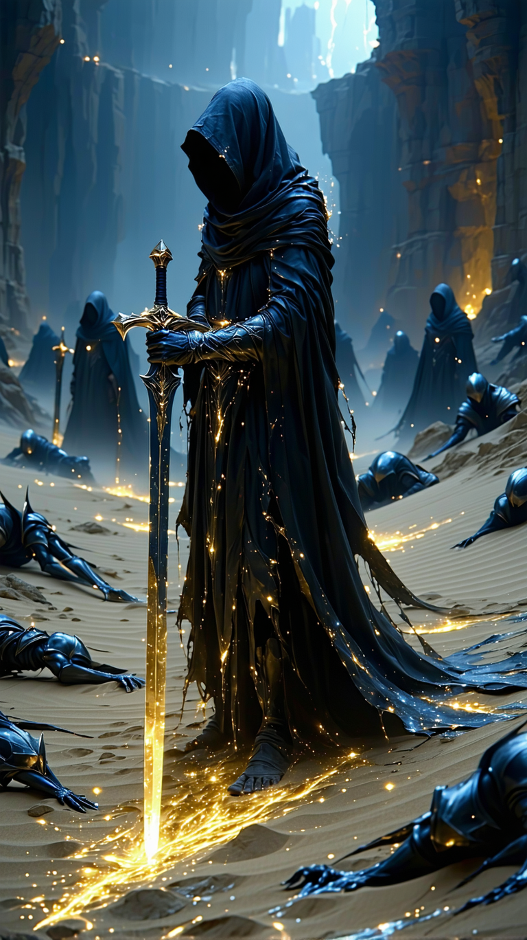 صورة مولدة بالذكاء الاصطناعي: Stable Diffusion prompt: 5. Five of Swords – The Cost of Victory A lone ... (نموذج Stable Diffusion - فن مفاهيمي)
