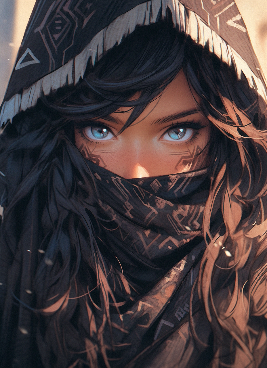 AI generated: Midjourney prompt: the image is of an adult woman with dark hair and ... (Midjourney - Anime)