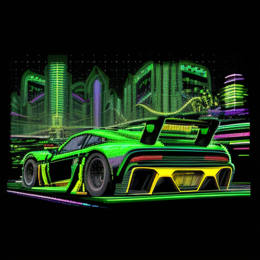 DreamShaper prompt: A pixelated vector of cars racing, wi...