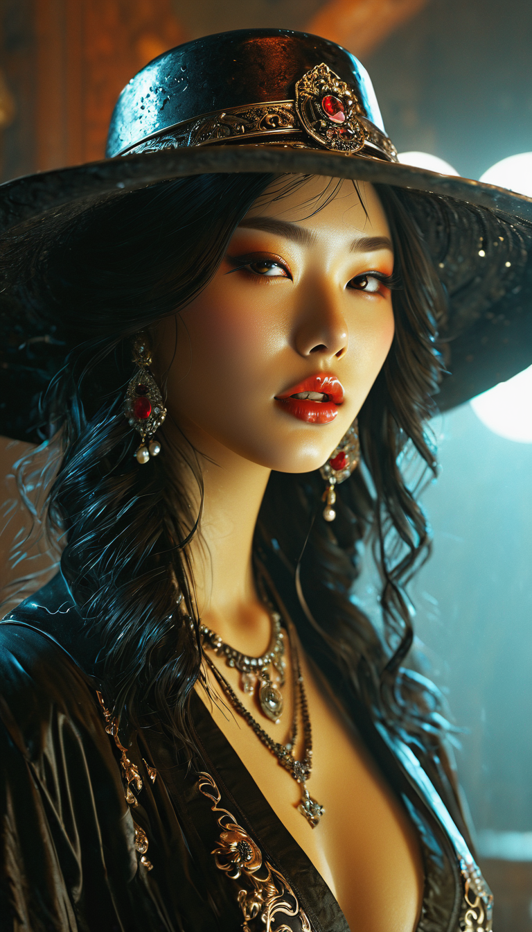AI generated: Stable Diffusion prompt: Korean girl embodying the essence of a vampire wi... (Stable Diffusion - Photography)