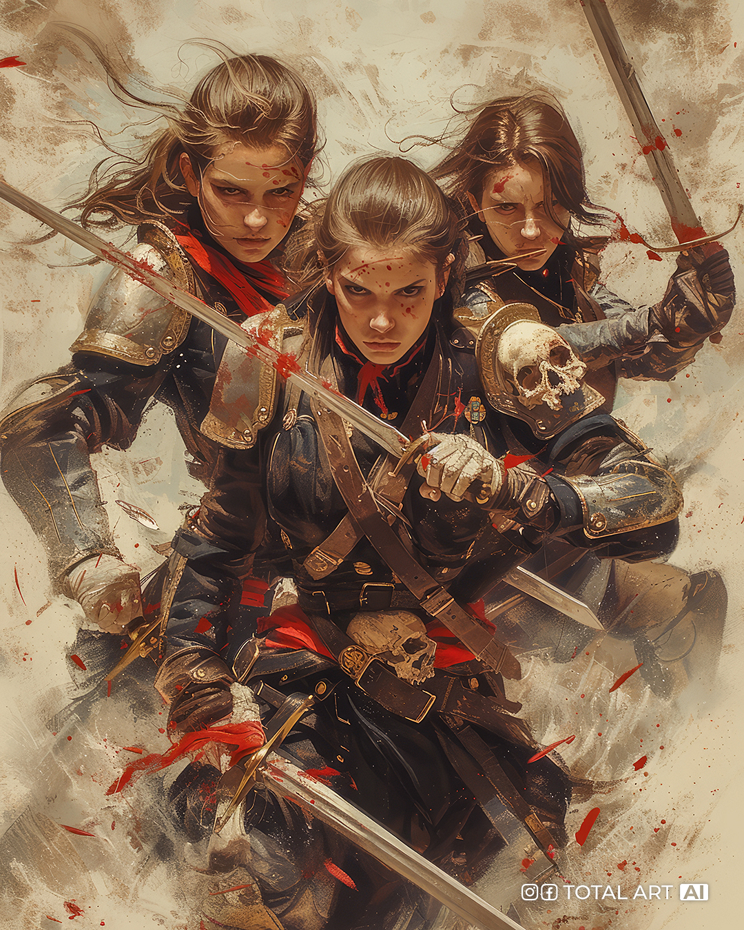 صورة مولدة بالذكاء الاصطناعي: «The Last Charge» (نموذج Midjourney - Character Design)