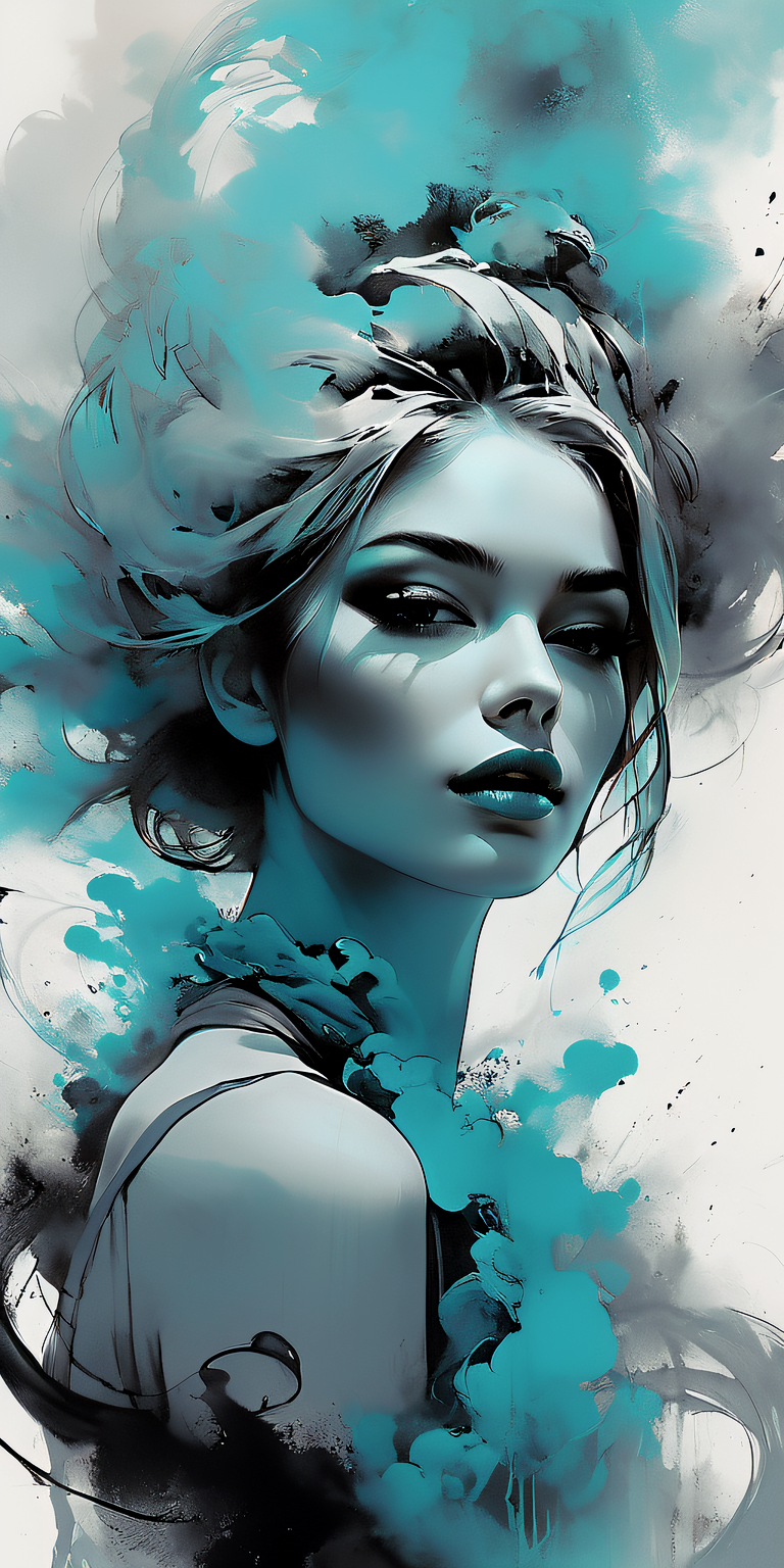 AI generated: Stable Diffusion prompt: portrait of a woman covered in cloud of smoke, whi... (Stable Diffusion - Portraits)
