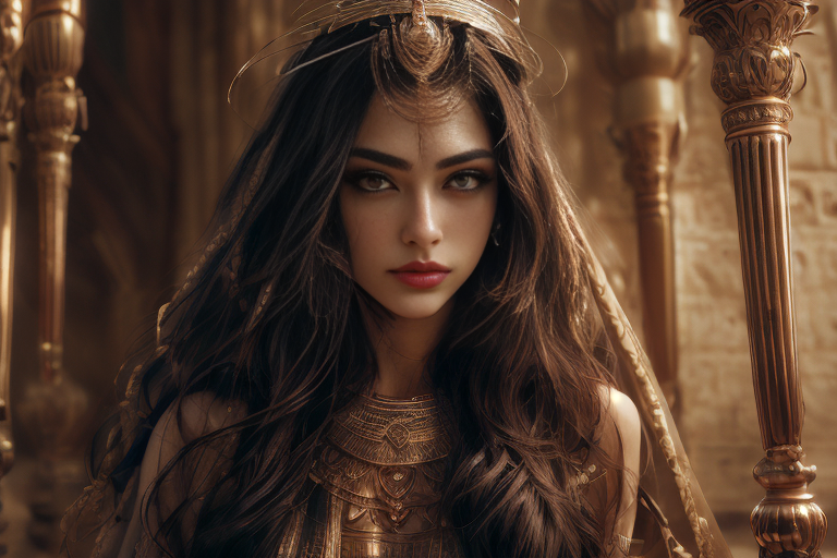 Stable Diffusion prompt: (1girl), inside Temple of Anubis...