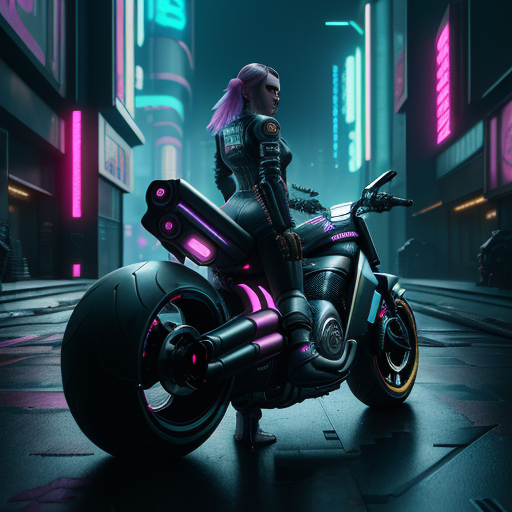 صورة مولدة بالذكاء الاصطناعي: DreamShaper prompt: tribute to cyberpunk 2077 showing V with his futu... (نموذج DreamShaper - فن مفاهيمي)