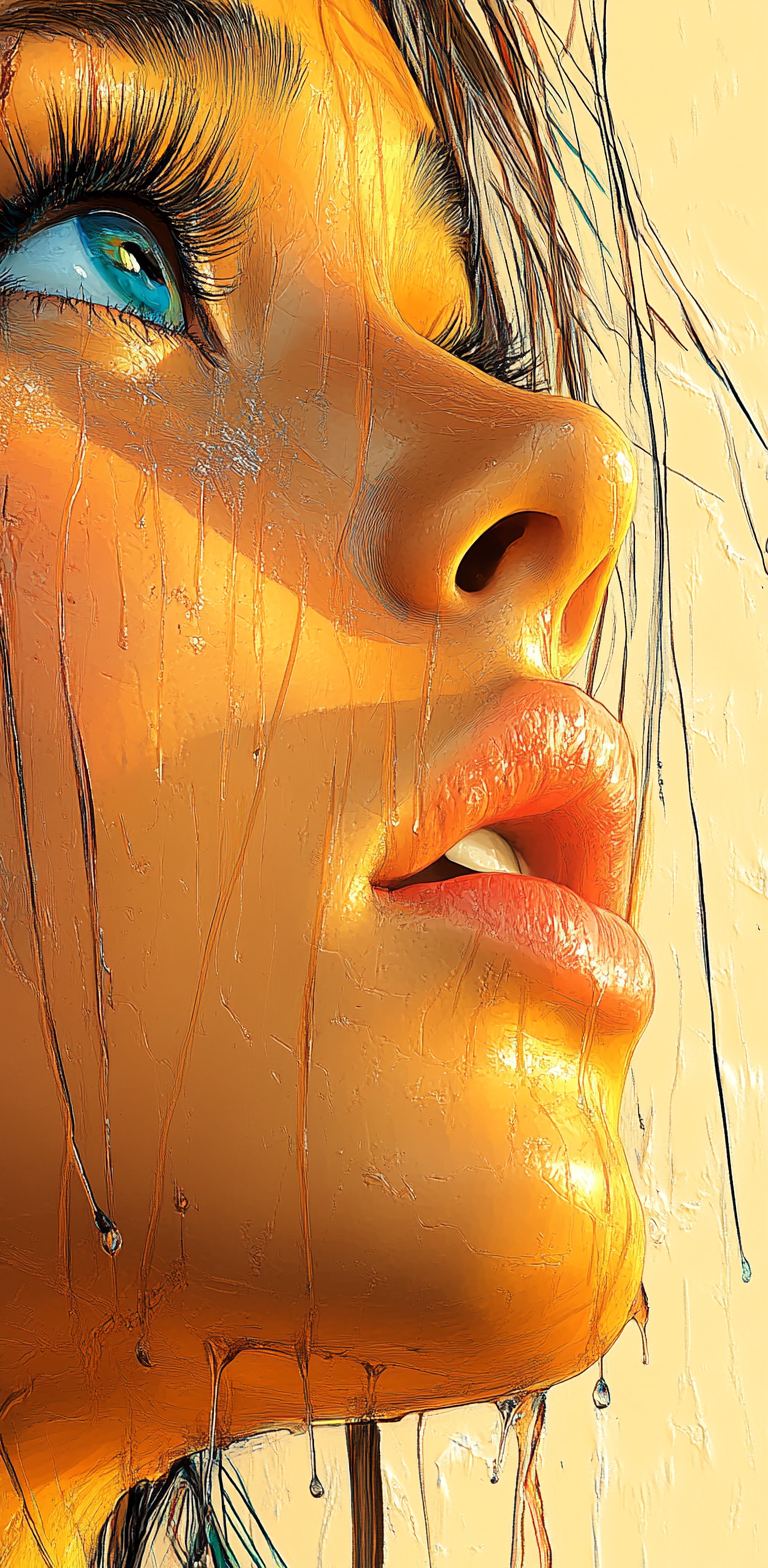 AI generated: Midjourney prompt: color drawing of a woman's face, daz3d, blink-and-... (Midjourney - Portraits)