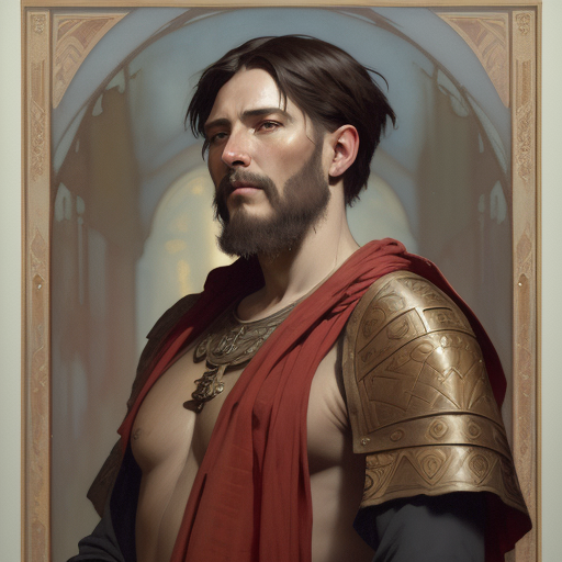 DreamShaper prompt: Adam the first man, red skin, black s...