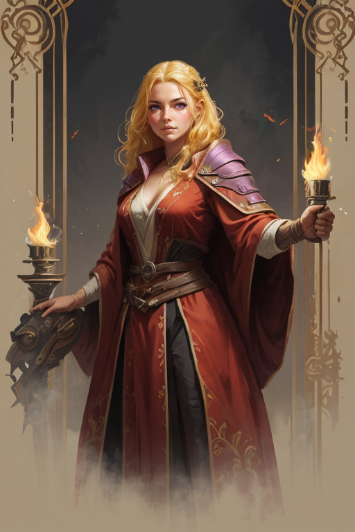 Stable Diffusion prompt: A young female mage, red robe, g...
