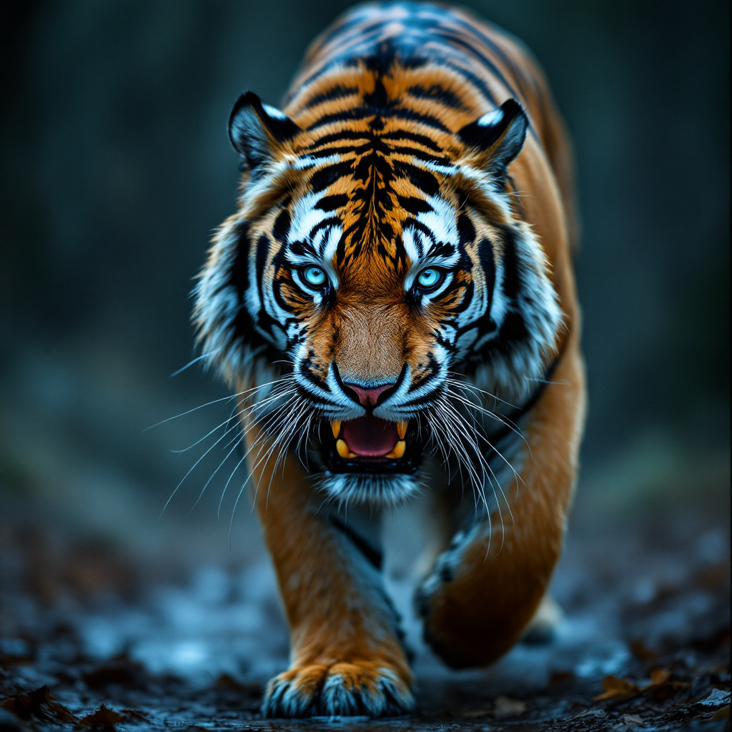 Spax Tiger FLUX prompt: saber-toothed tiger The image captures an i...