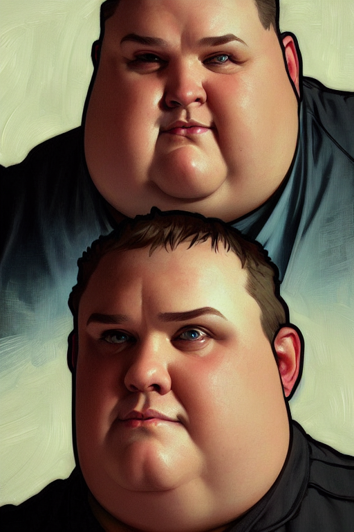 Stable Diffusion prompt: a middle aged obese man as a can...