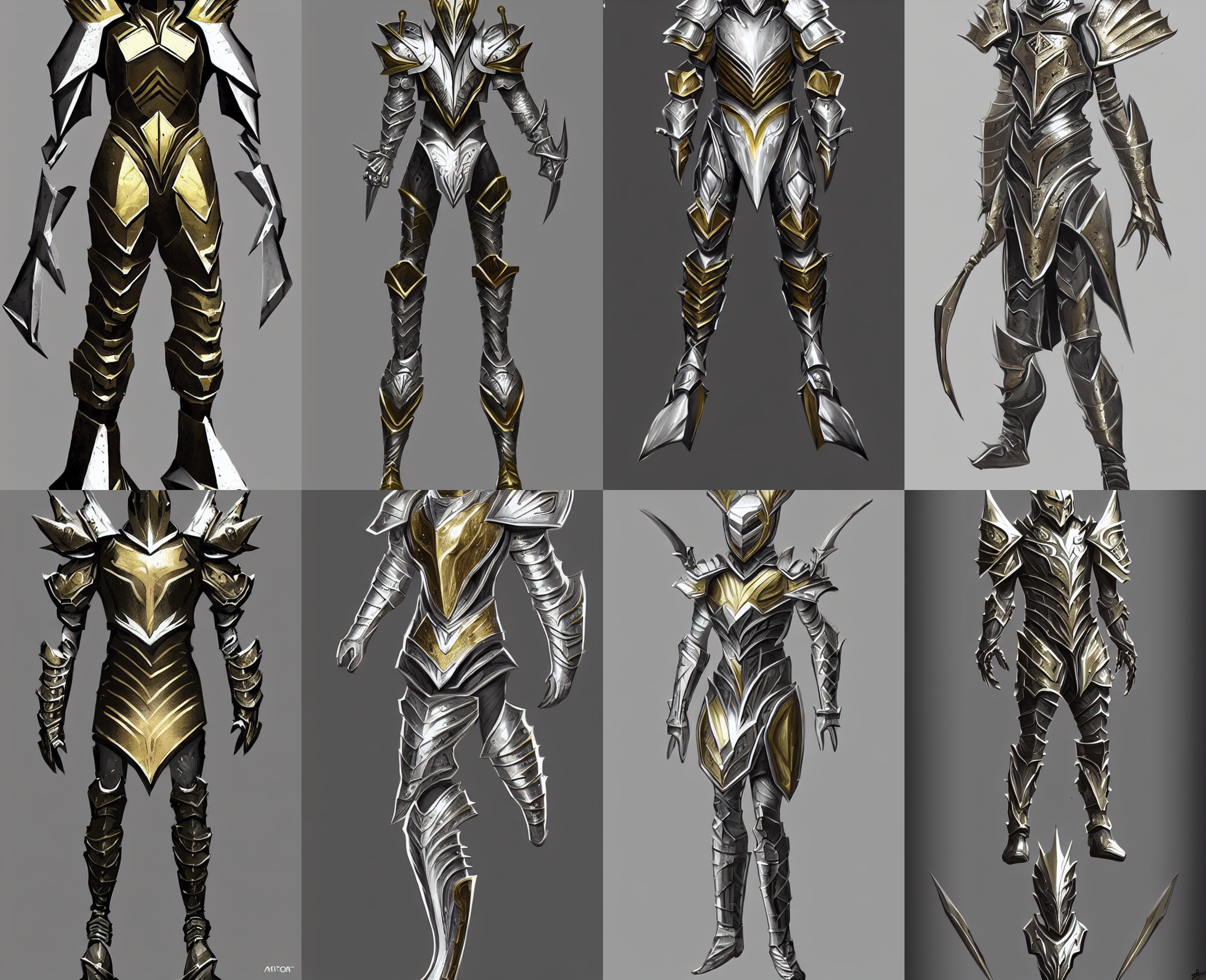 Stable Diffusion prompt: fantasy armor, silver with gold ...