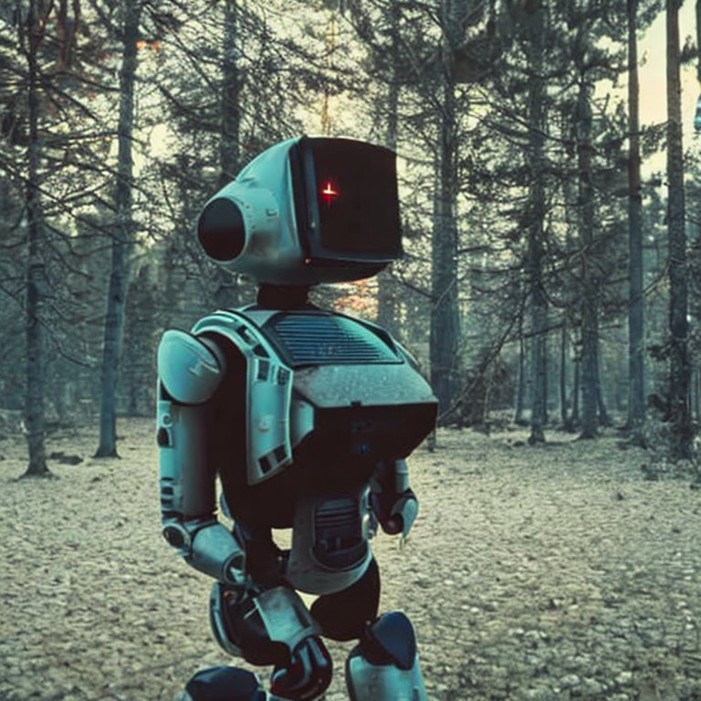 Stable Diffusion prompt: A robot equipped with a laser gu...