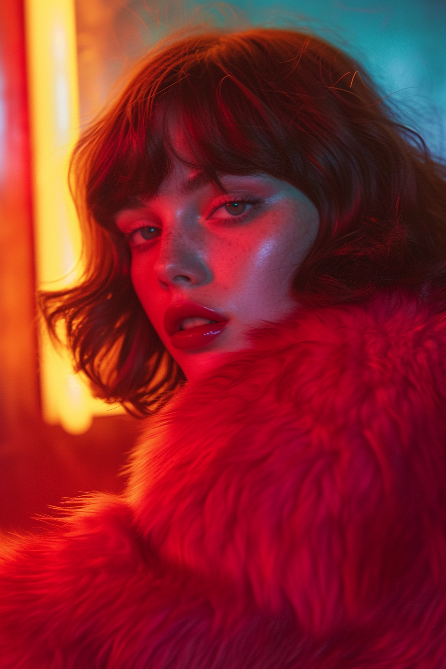 AI generated: Midjourney prompt: rachel wyeth in her red fur coat, in the style of ... (Midjourney - Portraits)