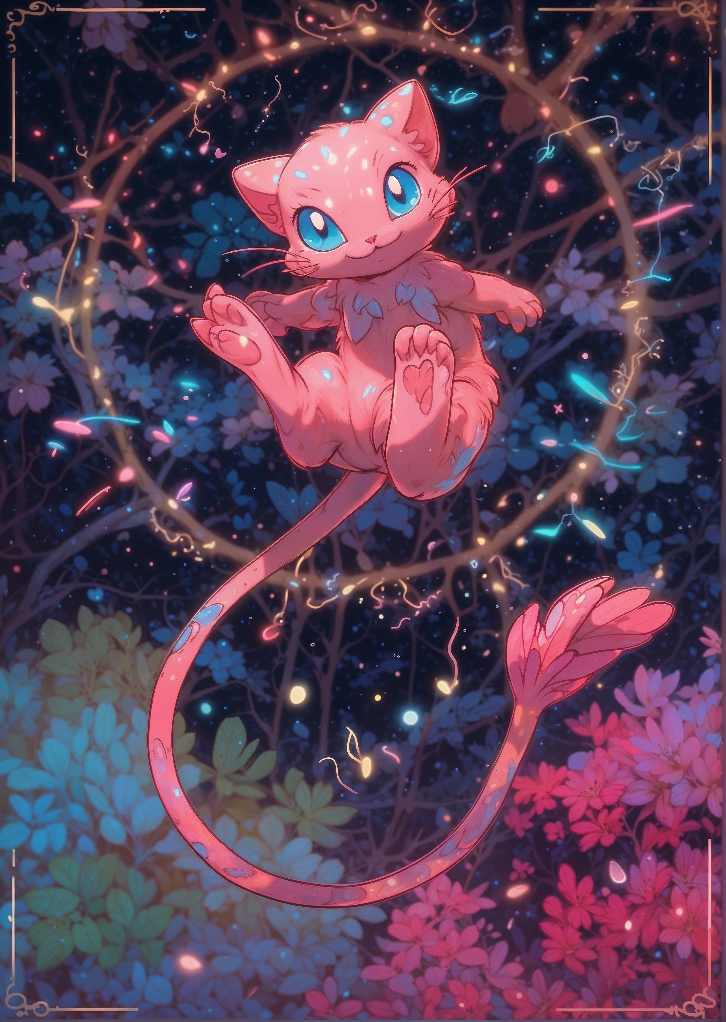 AI generated: Mew in Cat Form (Stable Diffusion - Anime)