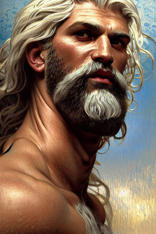 AI generated: Stable Diffusion prompt: painted portrait of rugged zeus, god of thunder, g... (Stable Diffusion - Portraits)