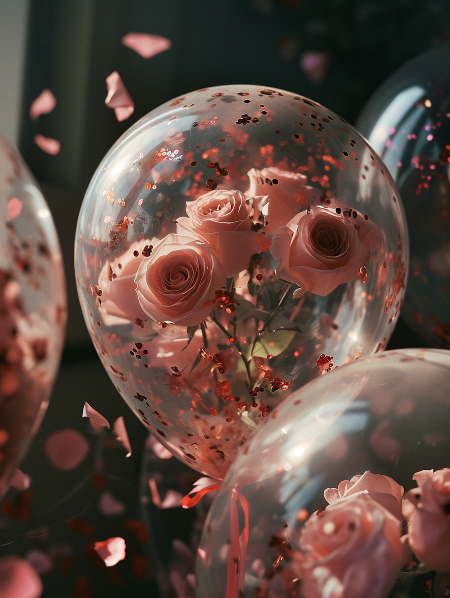 Midjourney prompt: disposable photography of huge transparent balloon... - Midjourney