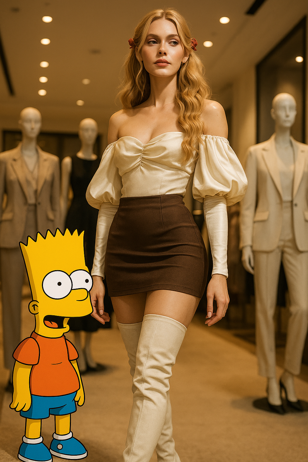 AI generated: ChatGPT Image prompt: A towering, statuesque blonde fashion model with l... (ChatGPT Image - Fashion)