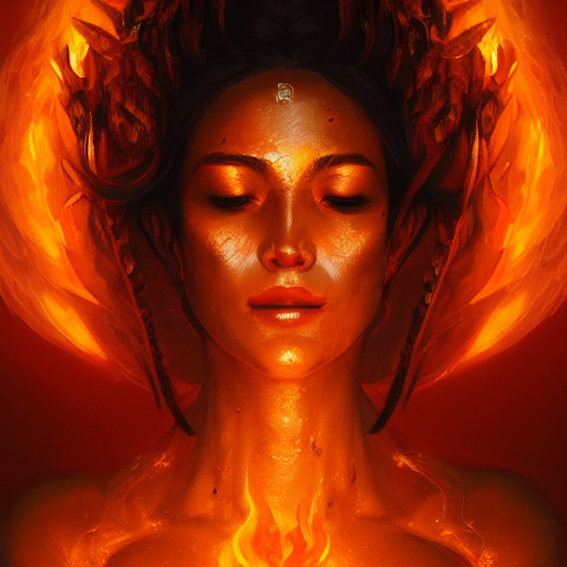 Stable Diffusion prompt: a beautiful portrait of a fire g...