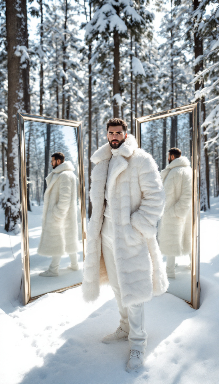 AI generated: FLUX prompt: A 30-year-old man stands in a serene forest blanke... (FLUX - Portraits)