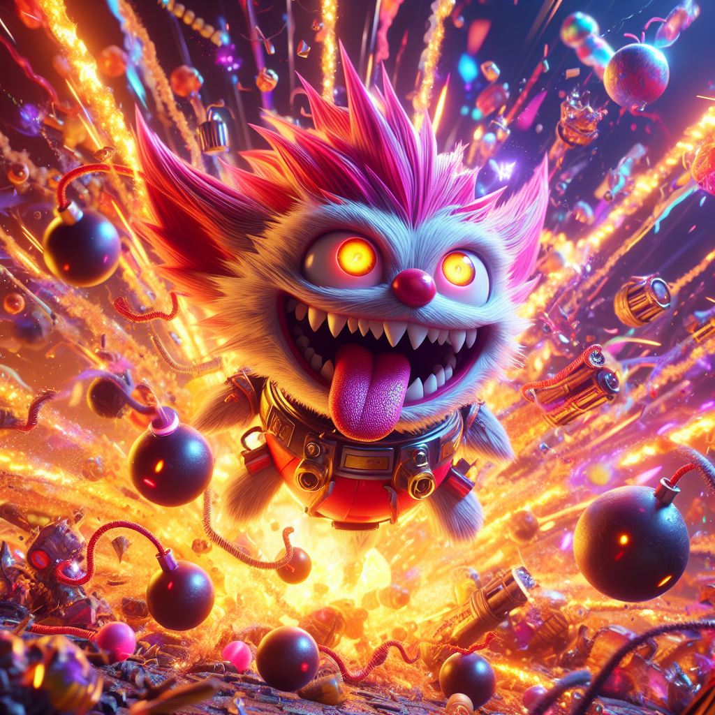 AI generated: DALL·E prompt: Imagine an explosive 3D rendering featuring Ziggs ... (DALL·E - 3d Renders)