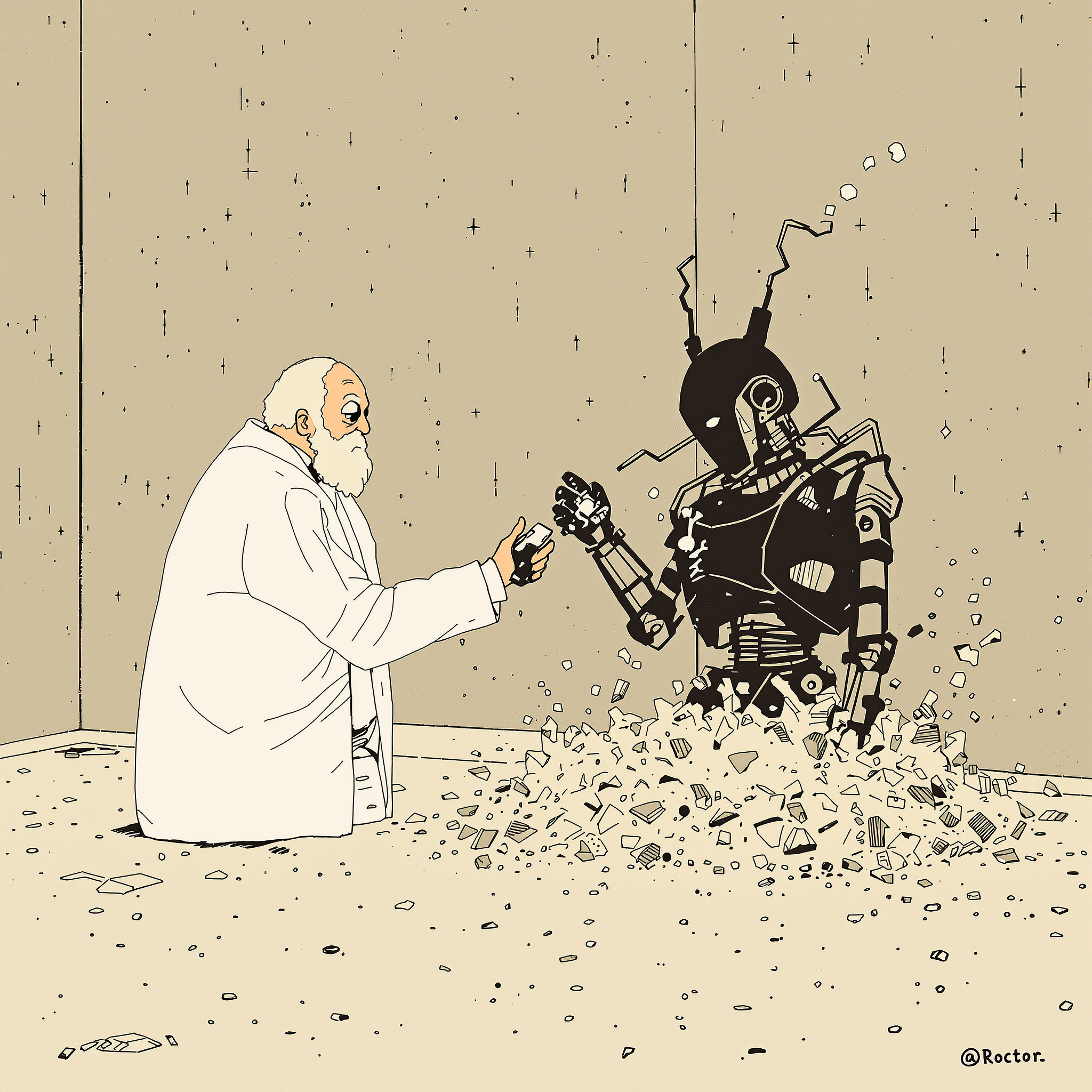 AI generated: FLUX prompt: Minimalist sci-fi scene depicting a bleak future. ... (FLUX - Concept Art)
