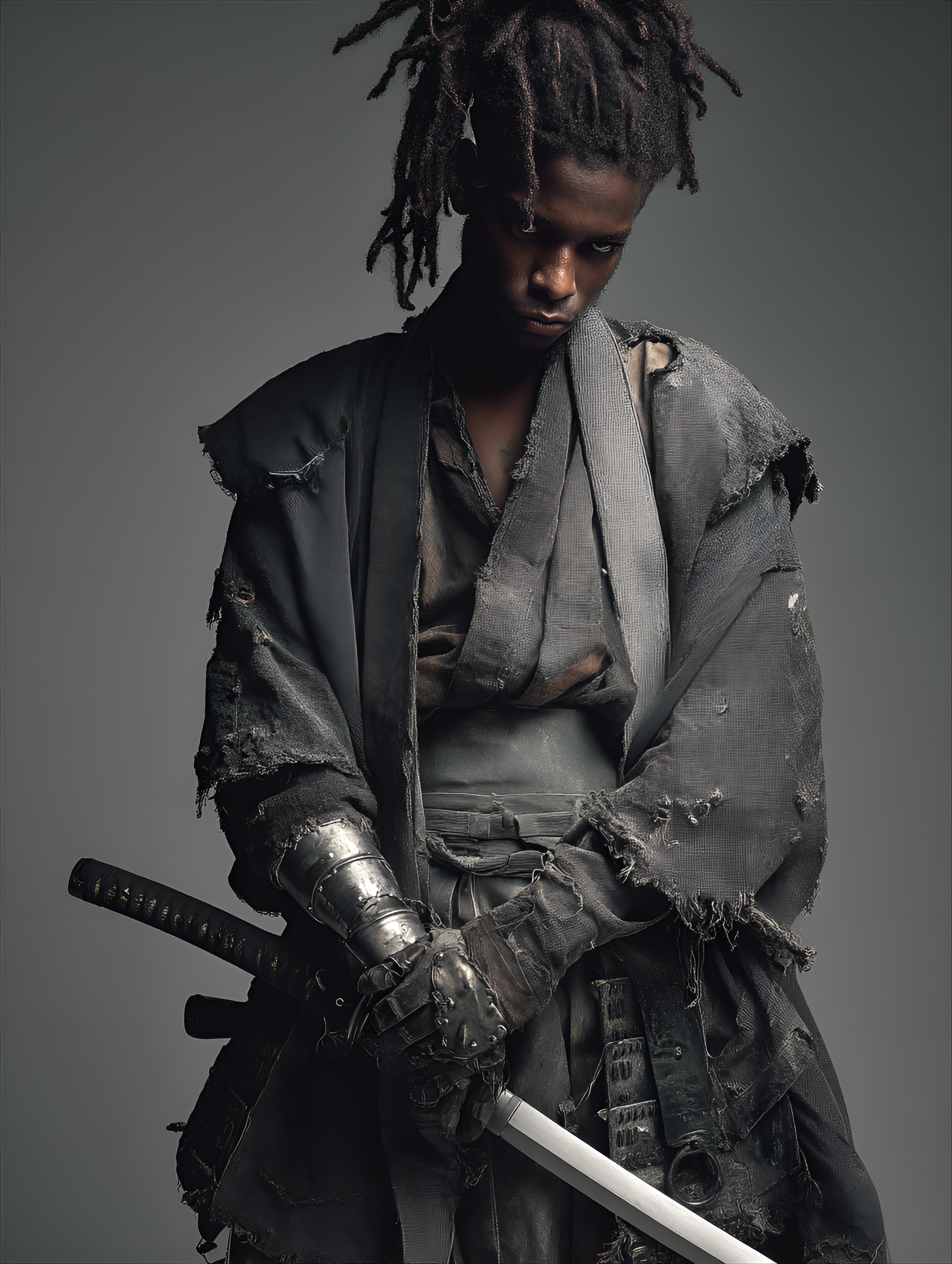 AI generated: Midjourney prompt: Dark-skinned male figure, young adult, with dread... (Midjourney - Concept Art)