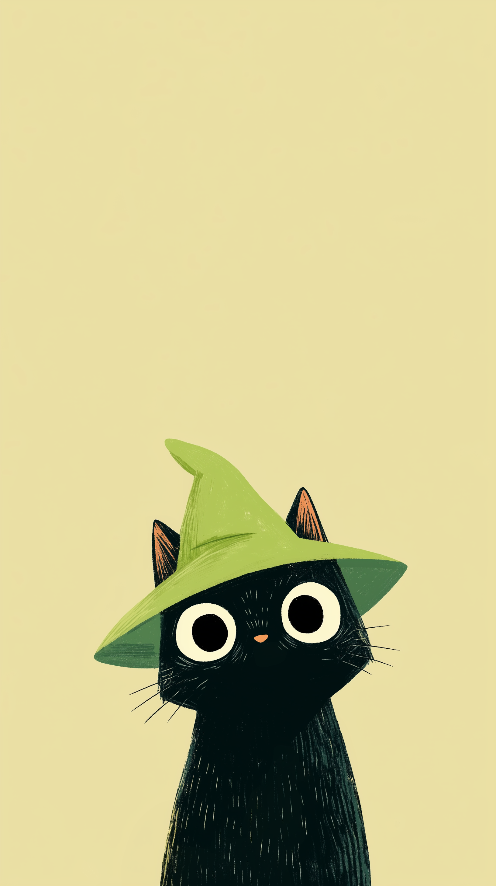 AI generated: Midjourney prompt: cute black cat character, tiny green witch hat, bi... (Midjourney - Animals & Nature)