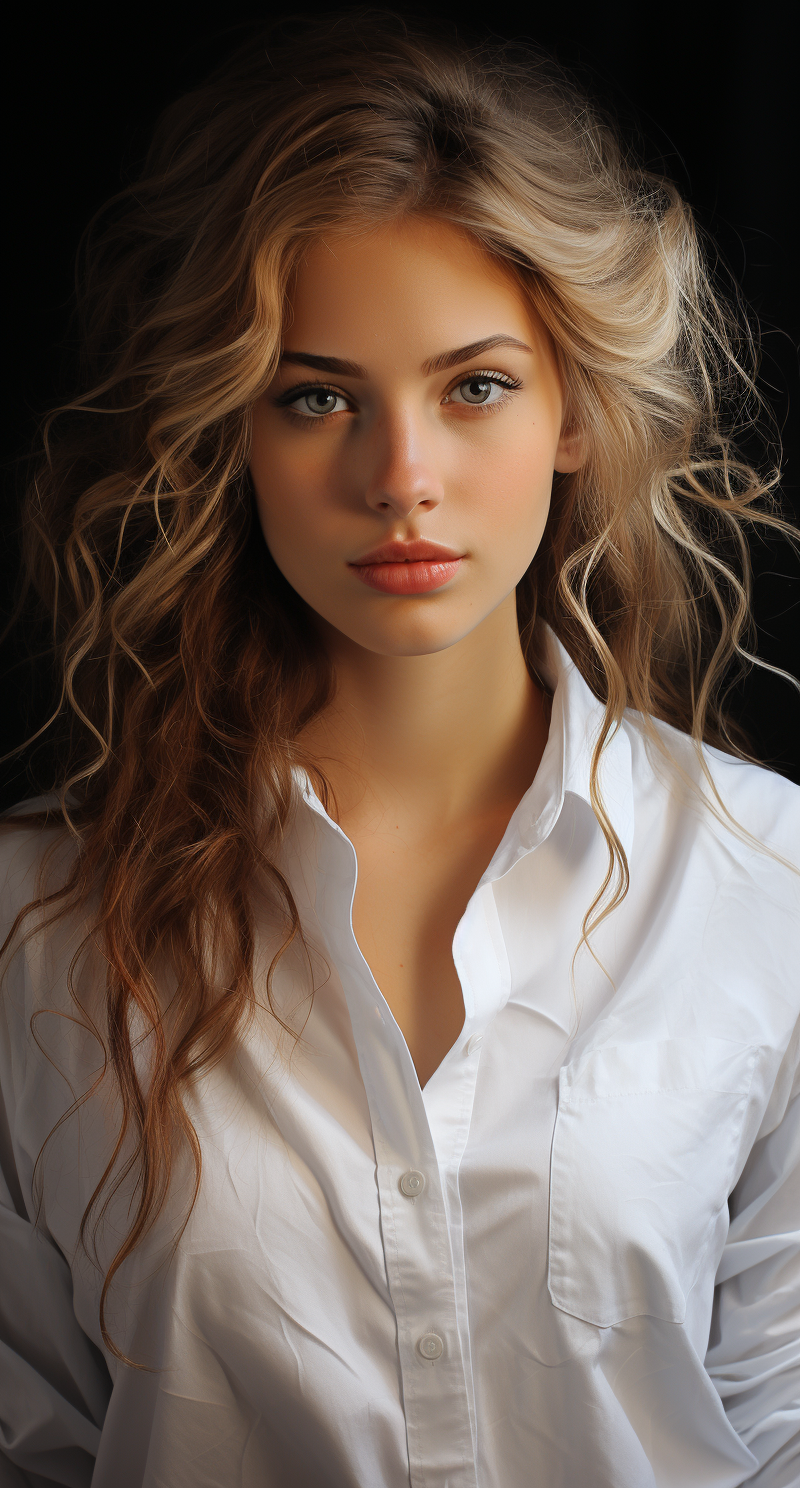 Midjourney prompt: painting of beautiful girl with a white shirt, in ... - Midjourney