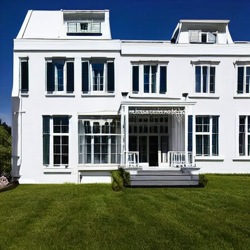 Stable Diffusion prompt: beautiful house with a white roo...